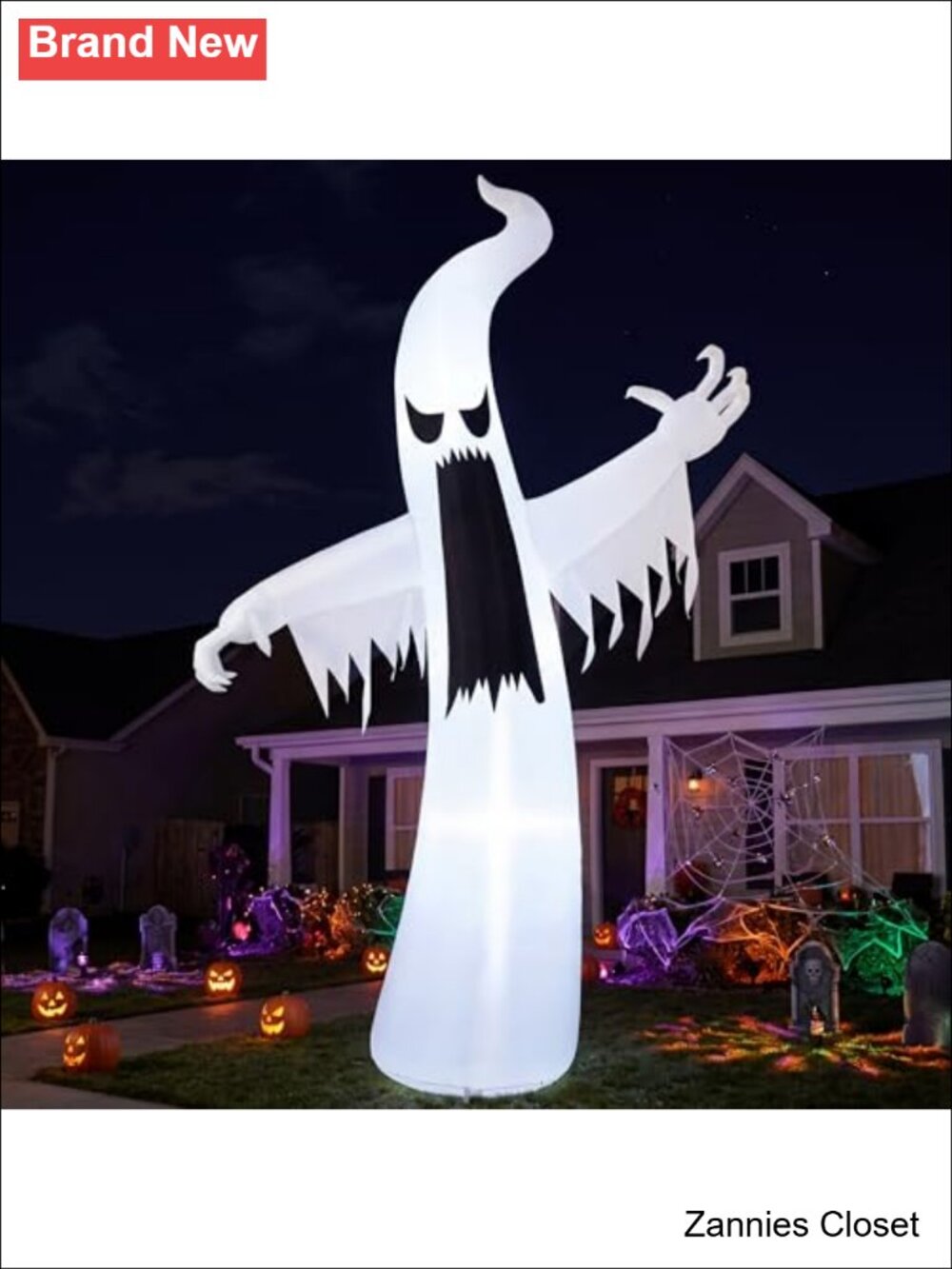 👻 Joiedomi 12 FT Halloween Inflatable Spooky Ghost Blow Up with LEDs - White